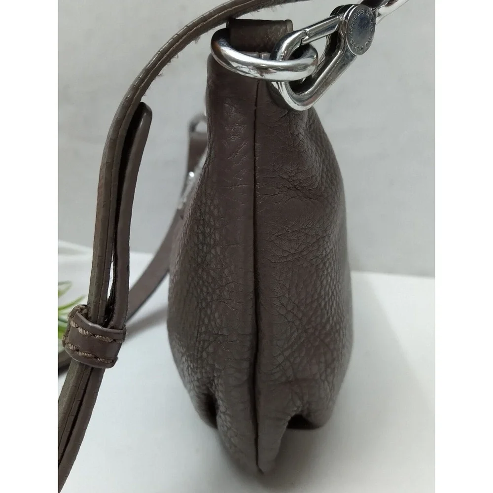 Marc by Marc Jacobs Gray Pebbled Leather Zipper Closure Crossbody Bag